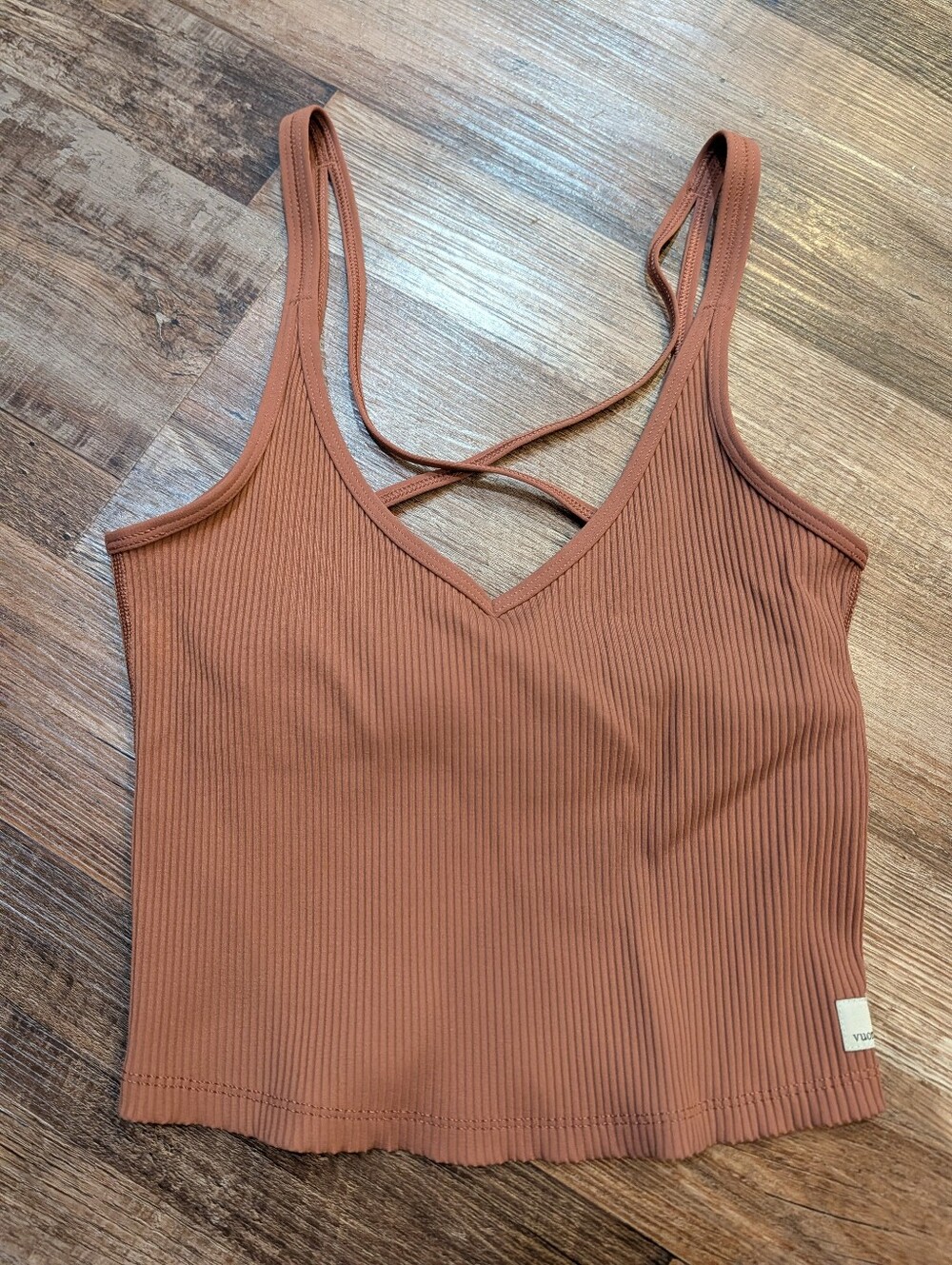 Vuori Rib Crop Tank Top Terracotta Size S